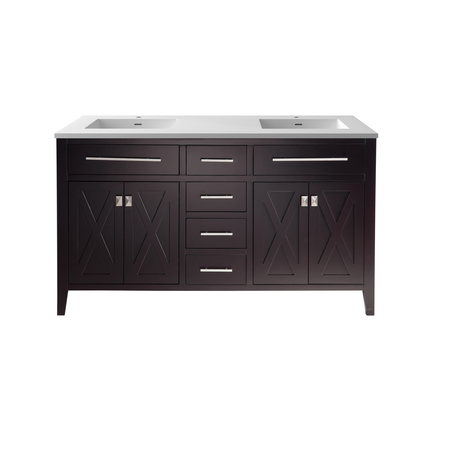 LAVIVA Wimbledon, 60, Brwn Cabinet & Matte Wht VIVA Stone Surface Countertop 313YG319-60B-MW